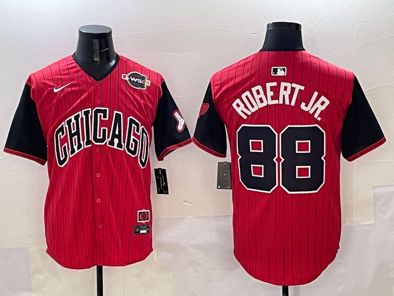 Men Chicago White Sox #88 Robert jr Red Stripe Joint Name 2025 Nike MLB Jersey style 10